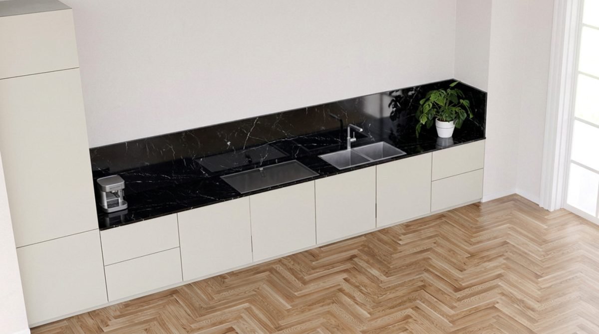 Efter: Nero Marquina Marmor, lagt på med AI